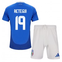 Italien Mateo Retegui #19 Fußballbekleidung Heimtrikot Kinder EM 2024 Kurzarm (+ kurze hosen)